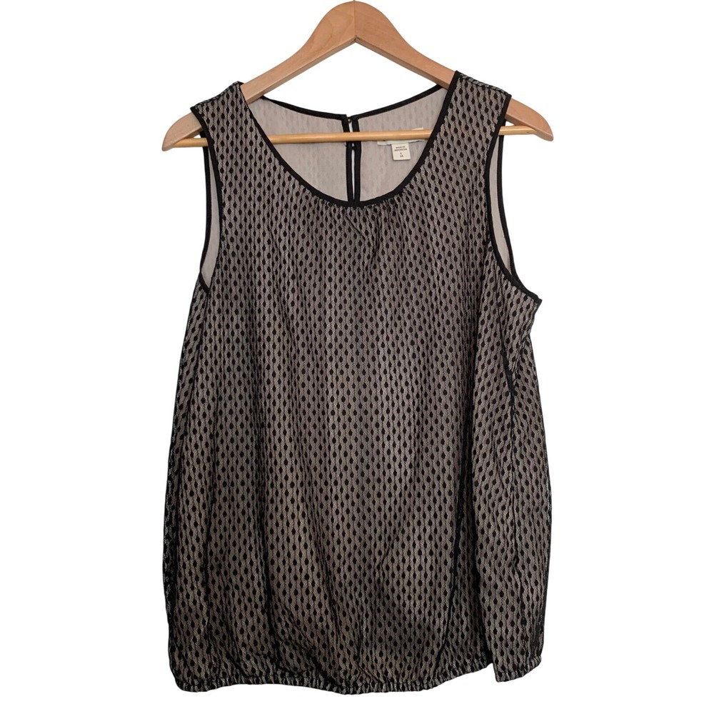 Coldwater Creek Women's Black Lace Sleeveless Top Blouse Lined Size Large (14)